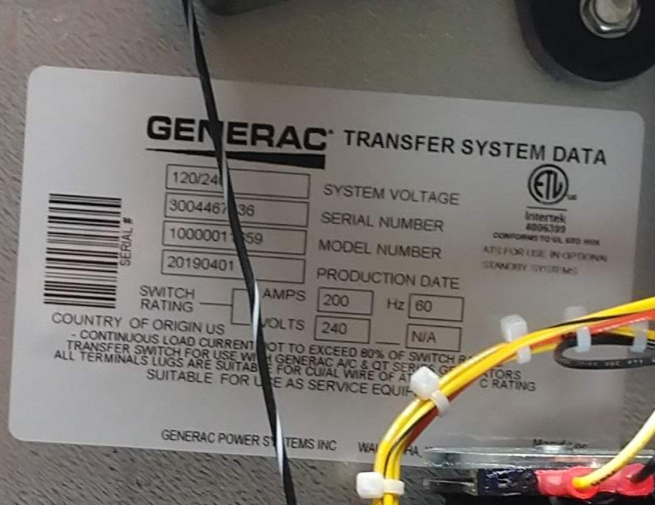 Transfer switch rated as service equipment