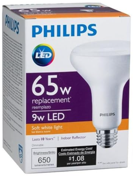 Philips LED BR30 dimmable bulb, 9-watt 65-watt equivalent, recommended for use with Lutron Diva dimmers