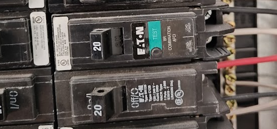 Combination-type AFCI breaker installed to meet AFCI protection requirements under NEC 2023.