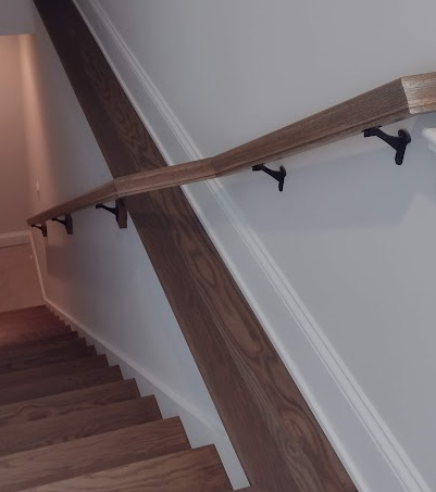 stair handrail continuity example IRC compliant continuous handrail along stair