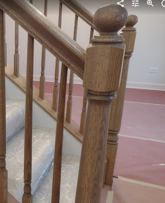 handrail end return requirements IRC examples returning to newel post
