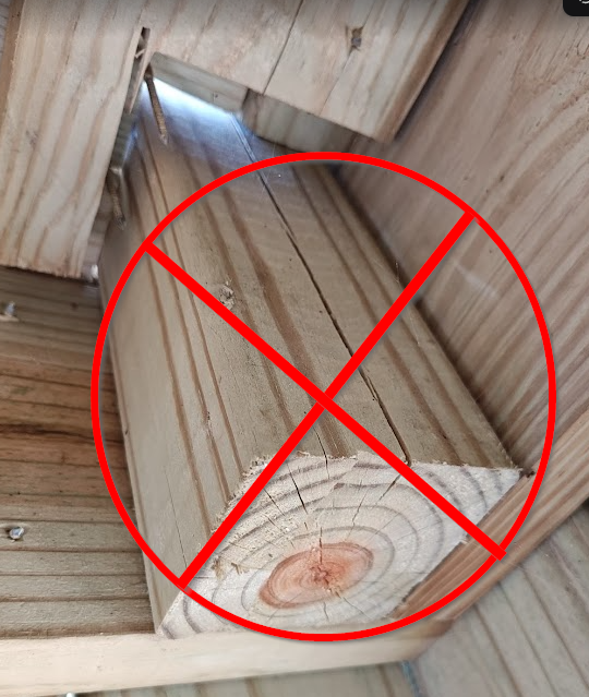deck guard post attachment IRC showing improper rim board connection without joist tie-in