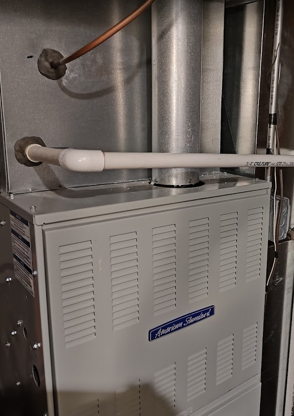 B-vent gas furnace using combustion air from the surrounding indoor space